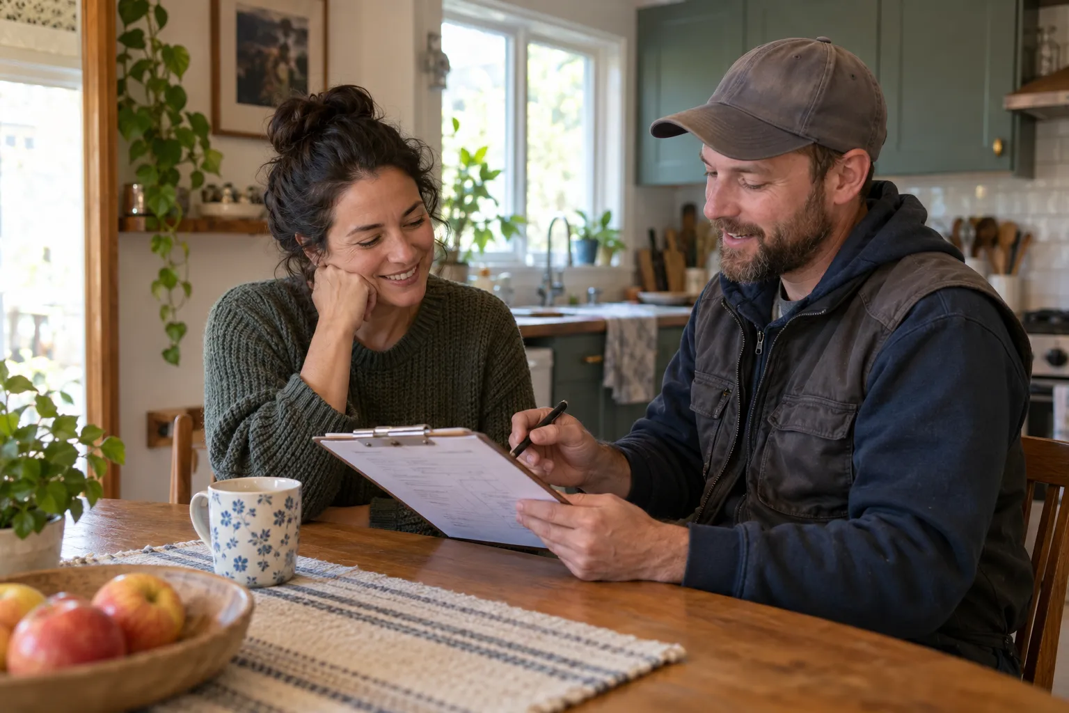 Provider reviewing a mold estimate with a homeowner in the Scandia area
